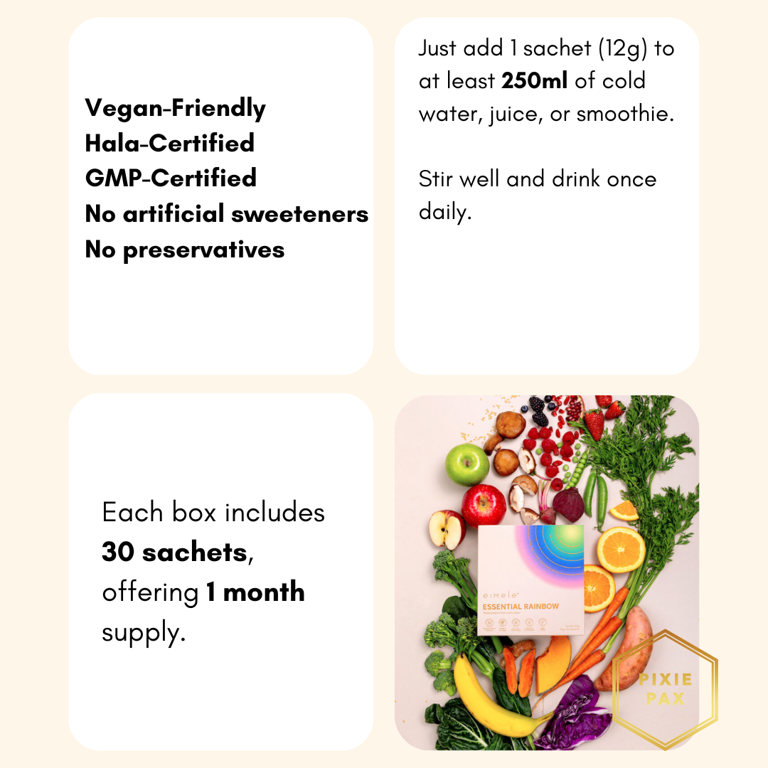 Eimele Essential Rainbow (30 packets) – 77 Nutrients in a Daily Superfood Sachet