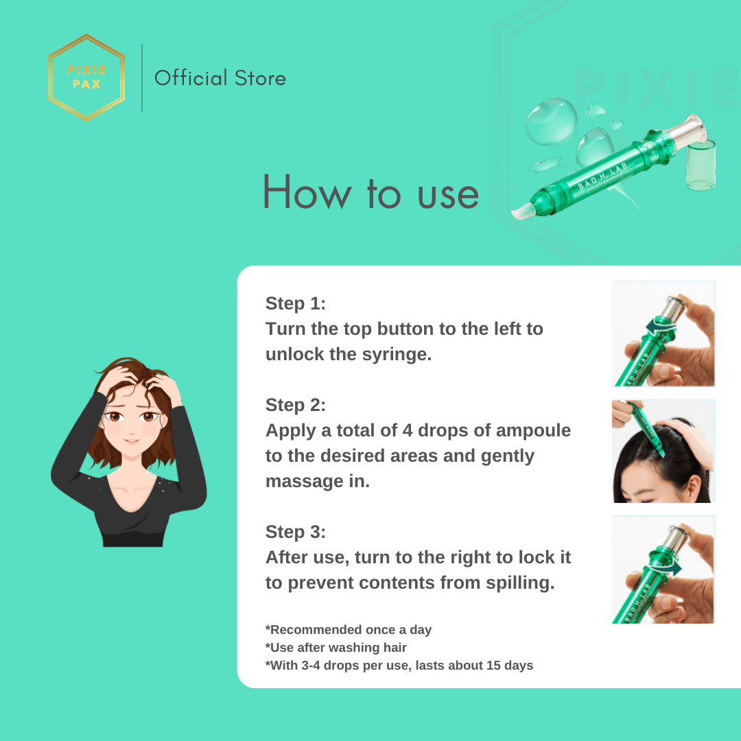 Bao H. Lab Hair Loss Care Ampoule – Vegan, Drug - Free Scalp Treatment for Hair Regrowth - PIXIEPAX