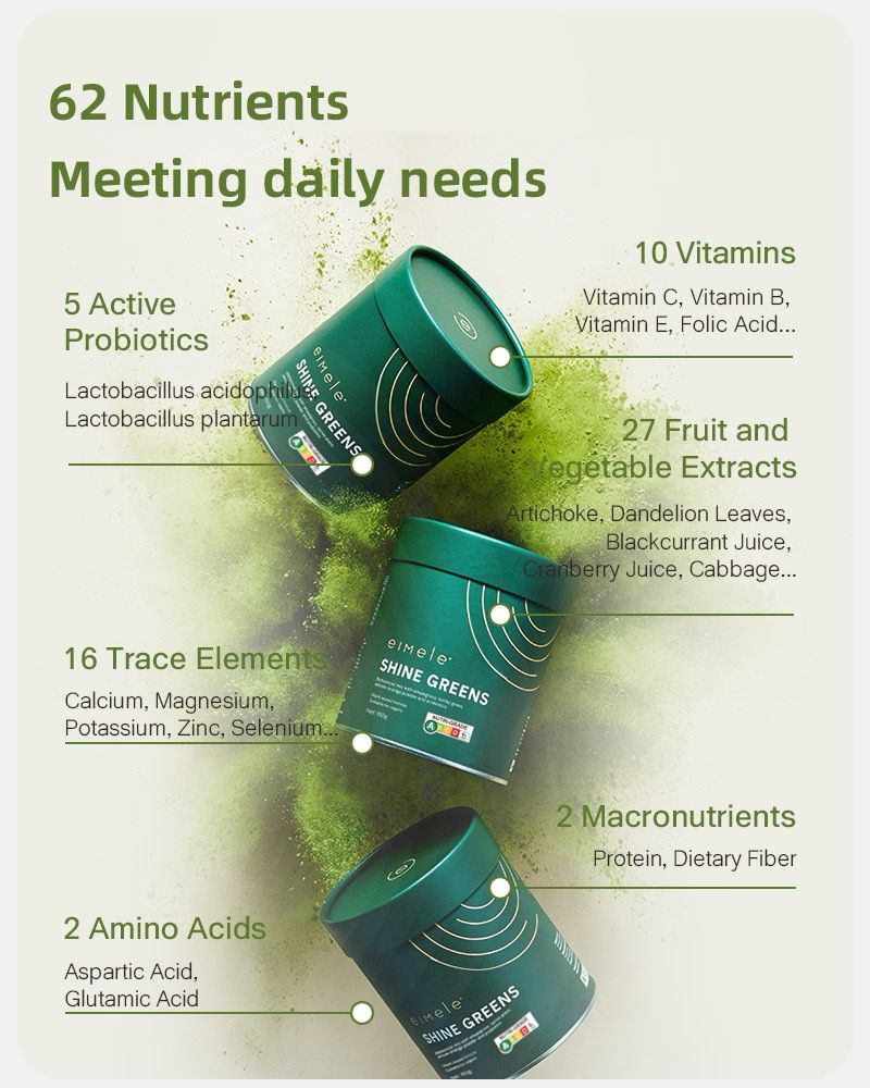 Eimele Shine Greens Powder (150g/Tin) – Daily Superfood Detox & Gut Health Support - PIXIEPAX