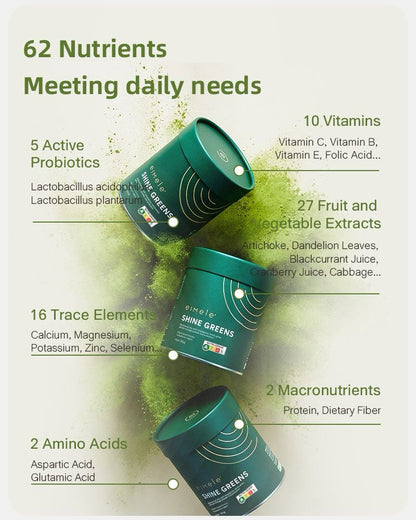 Eimele Shine Greens Powder (150g/Tin) – Daily Superfood Detox & Gut Health Support - PIXIEPAX