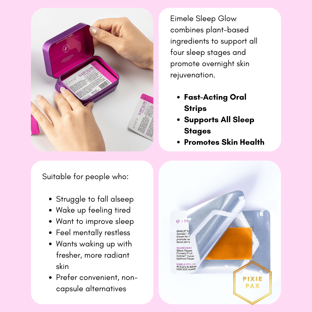 Eimele Sleep Glow – Natural Sleep Aid & Skin Support Strips (30 - Pack) - PIXIEPAX